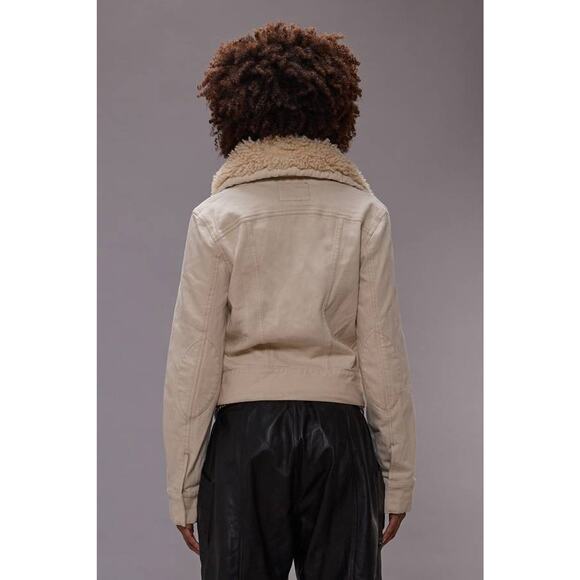 R13 High Neck Trucker Jacket in Ecru Stretch L - Picture 4 of 4